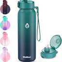 WEMEET 32oz Water Bottle with Removable Straw and Spout Lid Two Ways to Drink, 18/10 Stainless Steel Insulated Water Bottle, BPA-Free, Leak Proof, Double wall, for Sports, Gym (16.9 Ounces, BLUE BLUE)