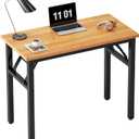 Need Folding Computer Desk - 31.5 Inch Foldable Office Writing Work Study Kids Student Teacher Home Bedroom Table for Small Space, Teak & Black