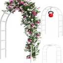 Adorox 7.3FT Garden Arch Trellis for Climbing Plants, White Metal Garden Arbor for Outdoor Garden, Rose and Vine Support, Wedding Archway and Party Decoration, White