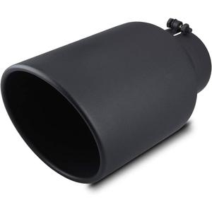 LCGP 5" Inlet 8" Outlet 15" Long Rolled End Angle Cut Bolt On Exhaust Tip Tail Pipe. Black Powder Coated.