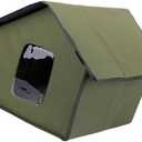 Outdoor Insulated Cats House Easy Assembly for Winter Waterproof Cats Shelter Cozy Bed Large Foldable Shelter (Grass Green Pointed)