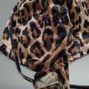 Clothink Women's Burgundy Bandeau Back Lace Up Velvet BodySuit, Style 1 - Leopard Print, Large