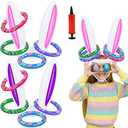 2 PACK Uniqhia Easter Games for Kids, Easter Inflatable Bunny Ring Toss Games (2 Sets & 8 Score Rings), Ring Toss Game for Easter Party Favors Indoor Outdoor Games 