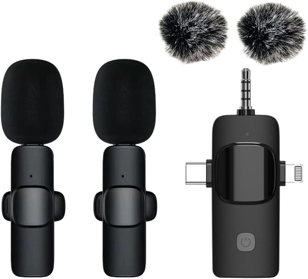 Wireless Lavalier Microphone, Professional Wireless Lavalier Lapel Mic, Portable Clip Mini Mic for Interview/Vlog/Livestream/Podcast/Teaching, Audio & Video for iPhone, Android/Pad/Camera/Laptop
