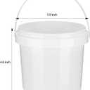 Gerrii 10 Pack White Plastic Bucket with Handle and Lid Food Storage Bucket Containers All Purpose Pail for Multipurpose Paint Water Art Crafts Projects Garage Organization (White,1.5 Quart)