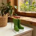 2 x Cowboy Boot Match Holder, Match Holder with Striker, Decorative Matches Holder, Matches Box for Kitchen Bathroom Candle Parlor Modern Home Decor (Green)
