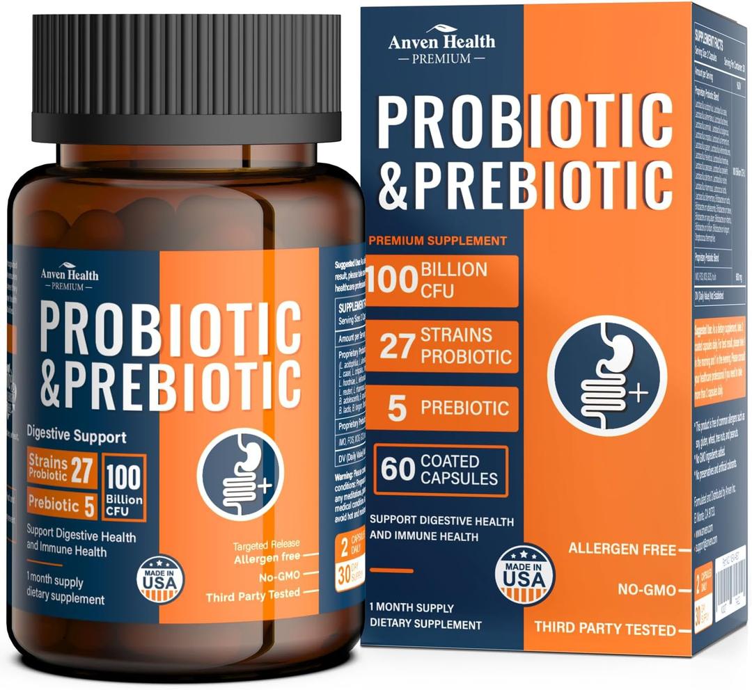 Probiotics for Men Women 100 Billion CFU Prebiotics Gut, USA (EXP 02/01/28)
