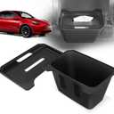 YHTAUTO Rear Center Console Organizer with Lid Fit for Tesla Trash Can Model Y 2020-2025, TPE 2nd Row Center Console Storage Box Tissue Holder Rear Middle Storage Bin