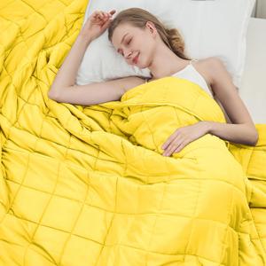 Weighted Blanket for Adults (20lbs, 80"x87" King Size) - Cooling and Breathable Heavy Blanket for 130-220lbs with Premium Glass Beads - Soft Thick Blanket for All-Season Sleeping Comfort -Yellow