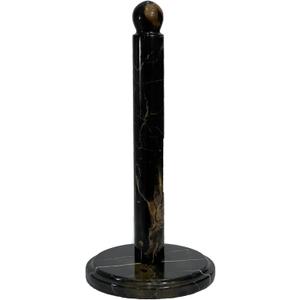Handmade Black and Gold Marble Paper Towel Holder Luxury Countertop Stand for Kitchen, Dining, or Bathroom Natural Stone Decor with Golden Veining Elegant Housewarming Gift
