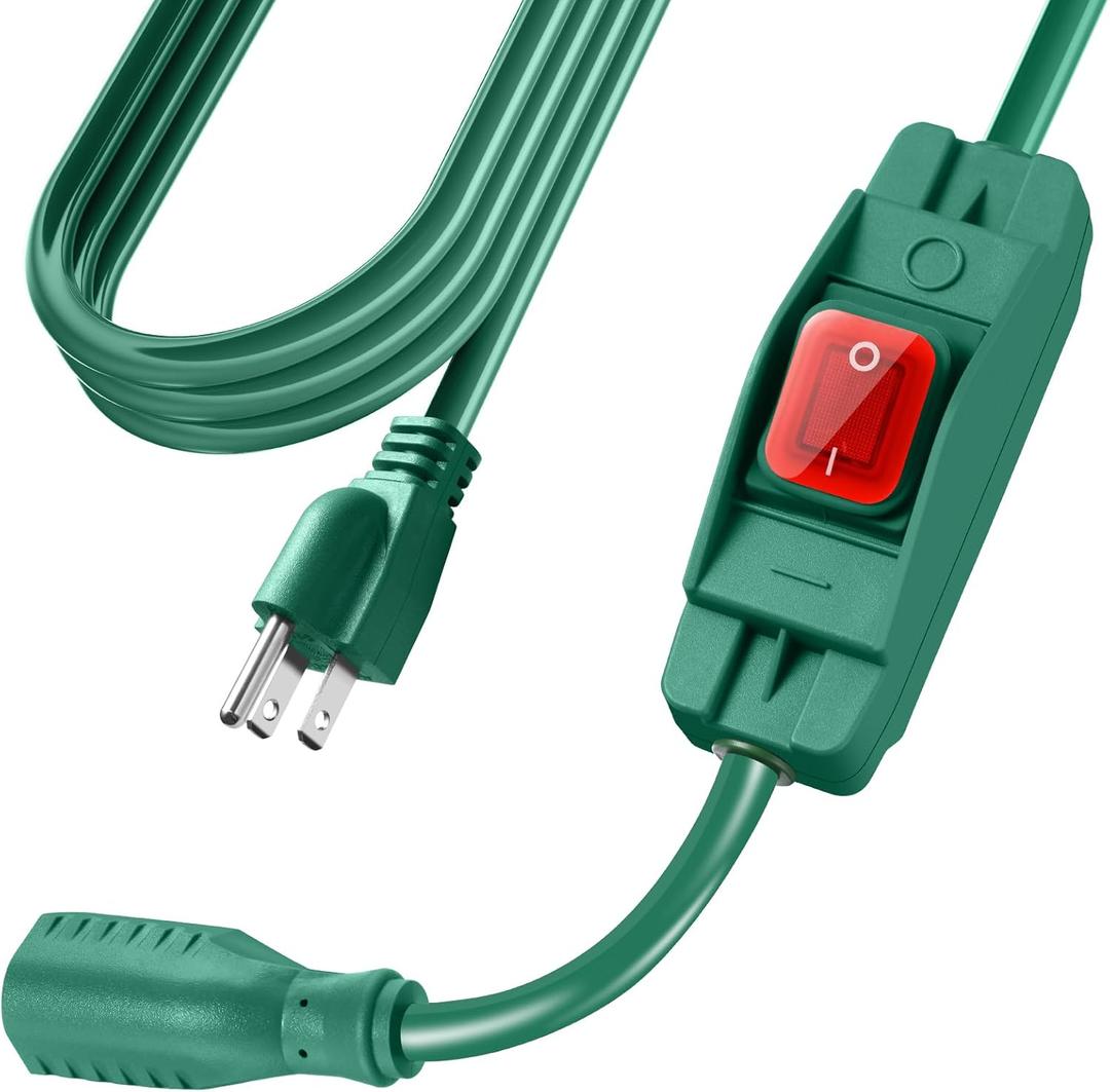 Extension Cord with Switch On/Off Waterproof Switch 6Ft No Plugging and Unplugging Invintage Stereo Devices Without Built-in Power Switch(6 FT) (Green)