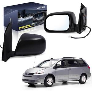 Driver Side Power Door Mirror Compatible with Toyota Sienna 2004 2005 2006 2007 2008 2009 2010, Non-Heated Manual Folding W/o Turn Signal Light Black 3 Pin