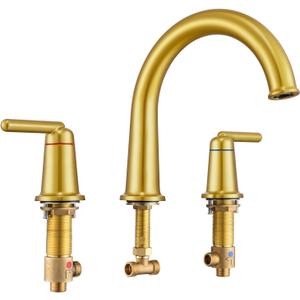 Brushed Gold Roman Bathtub Faucet, 2-Handle High Flow Tub Filler with Valve Widespread Deck Mount Bath Tub Faucet Set Classic High Arch WT-9807BG02