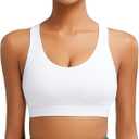 RUNNING GIRL Women's Sports Bra, Medium-High Support with Padded Crisscross Back Straps, Workout Supportive Sports Bras, White, M