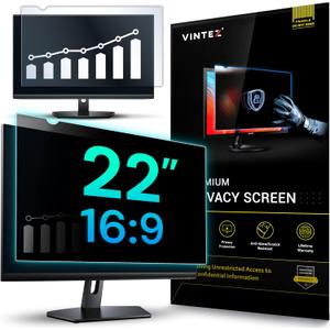 VINTEZ 22 Inch 16:9 Privacy Screen for Computer Monitor and Laptop - Anti Glare Protector Film Blue Light Filter Eye Protection - Computer Screen Privacy Shield, [1 Pack]