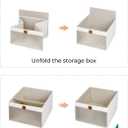 StorageWorks Closet Storage Bins, Storage Baskets with Clear Window and Handles, Foldable Fabric Organizer for Clothes, Shelves, Beige, 3 Pack