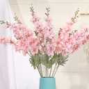 33.5in 6pcs Fake Flowers Delphinium Artificial Flowers Silk Flowers Larkspur Artificial Flowers Long Stem Flowers for Tall Vase Home Wedding Party Decor (Pink)