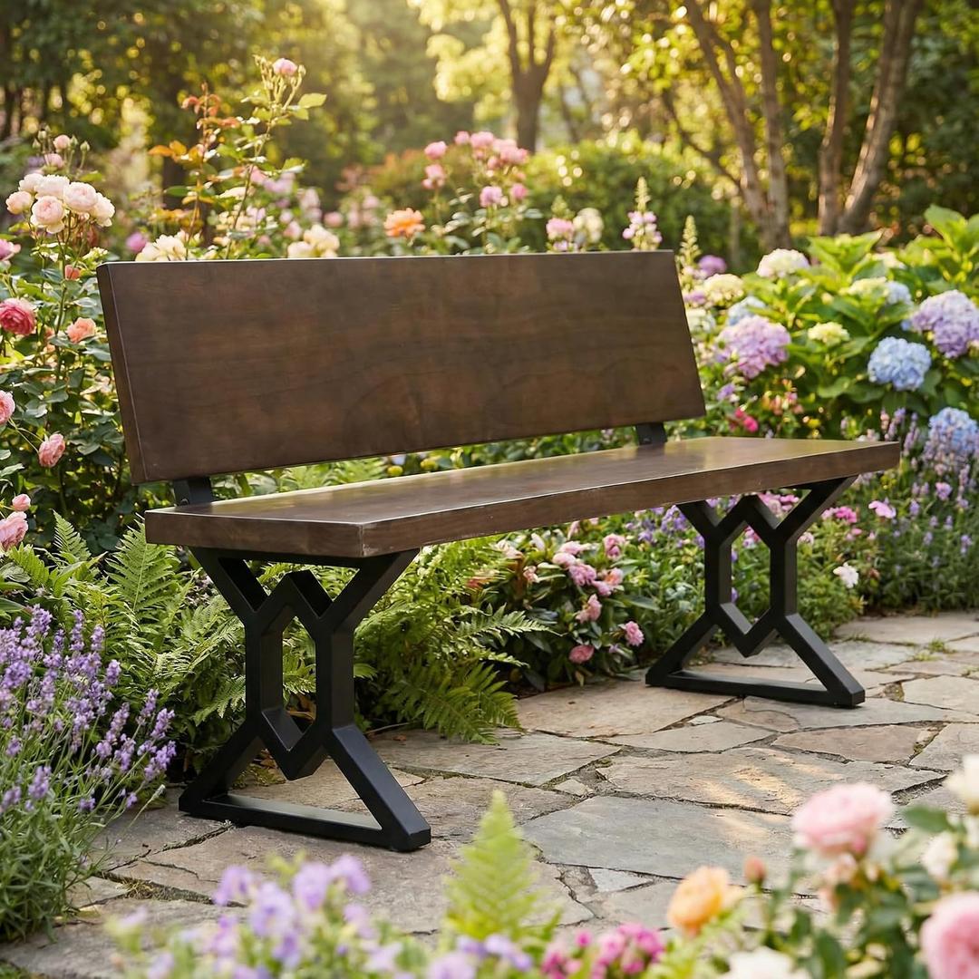 16 Inch Metal Bench Legs,Backrest Bracket Set of 2, 16" x 17.7"