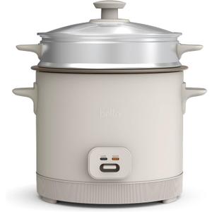 bella 16 Cup Rice Cooker with Steamer, Dishwasher Safe Steaming Basket, Rice Paddle and Measuring Cup, Removable Nonstick Cooking Bowl, Automatic Keep Warm Function, 400 Watt, Oatmilk