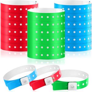 Henoyso 300 Pcs Mixed Color Plastic Wristbands for Events Vinyl Wristband Plastic Bracelet for Events Arm Band Identification for Concerts Carnivals
