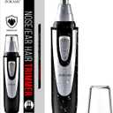 Ear and Nose Hair Trimmer Clipper - 2026 Professional Painless Eyebrow & Facial Hair Trimmer for Men Women,Battery-Operated Trimmer with IPX7 Waterproof,Dual Edge Blades for Easy Cleansing Black