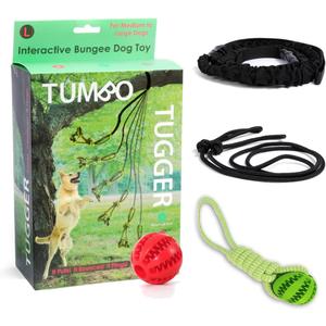 Tumbo Tugger - Dog Tree Hanging Bungee Tug Toy for Exercise - Outdoor Play Cord & Tether Tug - Tree Tugger Spring Pole Rope Dog Toy - Pets Playground for Backyard - Chew Rope