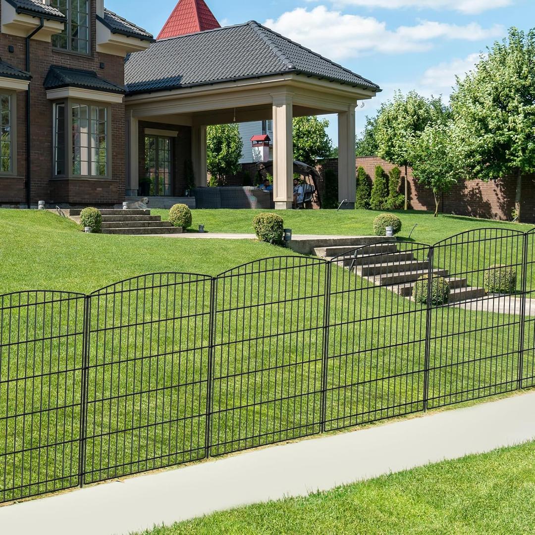 INJOPEXI Decorative Garden Fence 6 Panels 13ft (L)36in (H) Animal Barrier Fences with 6 Panels Rustproof Metal Wire No Dig Rabbit Fencing Dog Fence for Outdoor Backyard Patio - Without Fence Gate