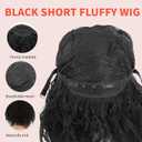 Curly Bob Wig Human Hair, Glueless Short Curly Wig, Comes with Hair Ring, Pre Plucked, Wear and Go, Comfortable and Breathable, Easy to Wear, Suitable for Black Women (Black)