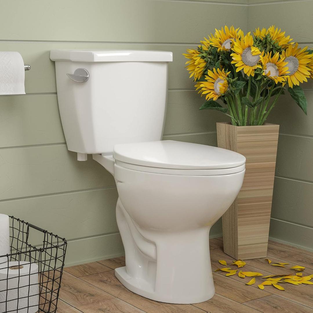 Two-Piece Toilet, DeerValley ADA American Standard Toilet 12" Rough in 11.28 GPF Power Flush Two-Piece Elongated Toilets for Bathrooms Comfort Height High White (Toilet Seat Included)