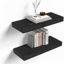 Habudda Floating Shelves, Wall Wood Shelf for Rustic Home Decor, Bathroom, Bedroom, Kitchen, Invisible Bracket, 17", 2 Pack
