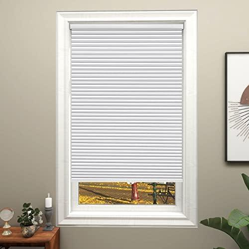 Changshade Cellular Shades Window Blinds Blackout Cordless, Self Adhesive Peel and Stick On Honeycomb Blind Custom Size Room Darkening Light , White
