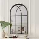 ironsmithn Arched Mirror, 41.3"x24" Windowpane Mirrors, Window Finished Metal Mirror, Black Grid Mirrors for Decor Living Room Fireplace Entryway Bedroom Hallway
