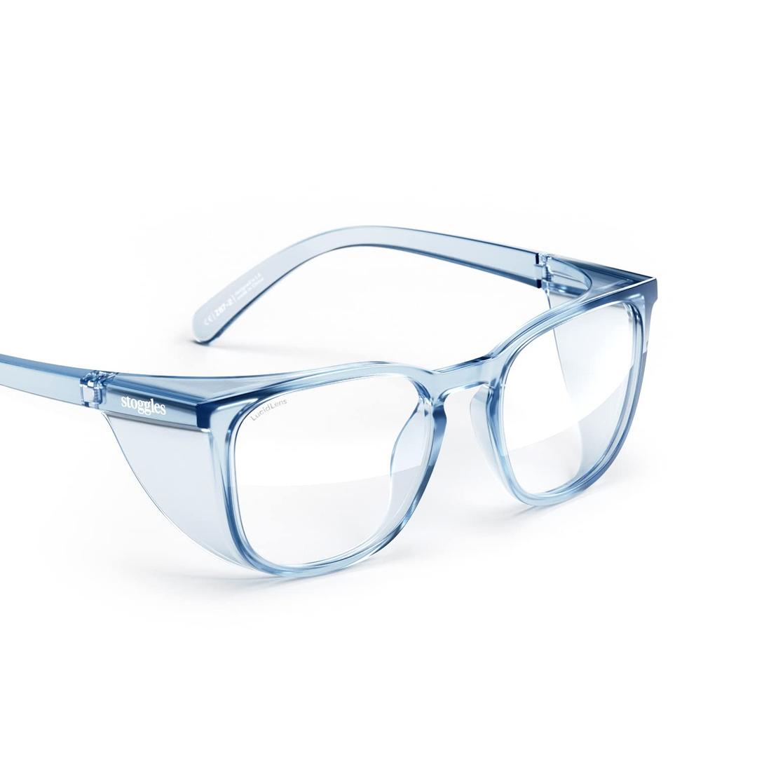 Stoggles Square Z87.1 Certified Polycarbonate Safety Glasses, Scratch & Shatter-Proof, Blue-Light & UV Blocking Lens, Top & Side Shields, Anti-Fog Dip Coated, Durable, Protective & Stylish Eyewear