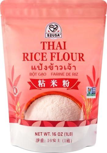 52USA Thai Rice Flour 16 Ounce (Basic), (Pack of 3), Rice Flour for Baking or Cooking, Product of THAILAND, All Natural White Rice Flour, Vegan, By JUN 02/2027