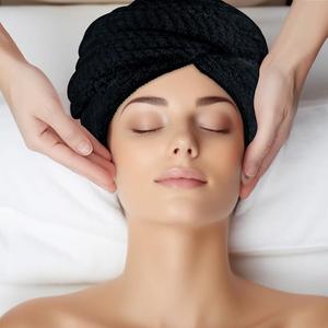 HOMEXCEL 4 Pack Large Microfiber Hair Towel Wrap for Women, Black- 40 x 20 inches Super Soft, Fast Drying Turbans for Long, Thick, Curly Hair - Anti Frizz Wrap with Elastic Strap