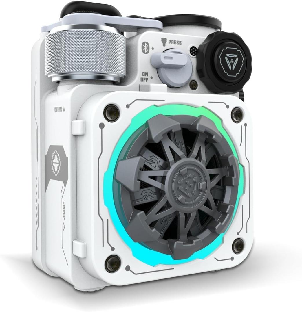 Muzen Cyber Cube-Pro Bluetooth Speaker, Bluetooth 5.0, Portable Speaker with Fidget Spinner, Crystal Clear Sound with RGB Led Light Wireless Speaker, Waterproof Speakers for Indoor Outdoor (White)