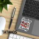 (3Pcs) Reading is My Therapy Stickers Book Lover Vinyl Decal Motivational Reading Quote for Students Teachers Library Lovers Water Bottle Laptop Notebook Scrapbook Aesthetic Bookworm Gifts 3x2.5