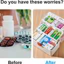 Plastic Family First Aid Box, Empty Emergency Medical Organizer, 3 Layers Portable Medicine Storage Container with Handle for Art Craft and Family, Office and Travel (Green-Clear)