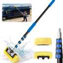 18FT Reach Car Wash Brush with Long Handle, 3 to 12 FT Car Cleaning Brush with Soft Bristle, Aluminium Telescoping Pole for Solar Panel, House Siding, SUV, Cars, Trucks, RV, Floors, Navy