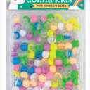 DONNA Kids Two Tone Hair Beads  Extra Large Pony Beads for Braids, Twists & Ponytails  Clear Pastel Assorted Colors with Threading Tool  Value Pack for Girls