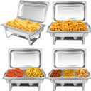 Chafing Dish Buffet Set[4 Pack] 8QT Stainless Steel Buffet Chafers,Catering Food Warmers Set With 7 Trays
