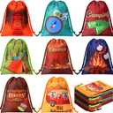 Cunno 24 Pieces Camping Party Favor Camping Adventure Drawstring Goodie Candy Gift Treat Bags for Birthday Hiking Adventure Party Supplies 7.09 x 5.12 Inches