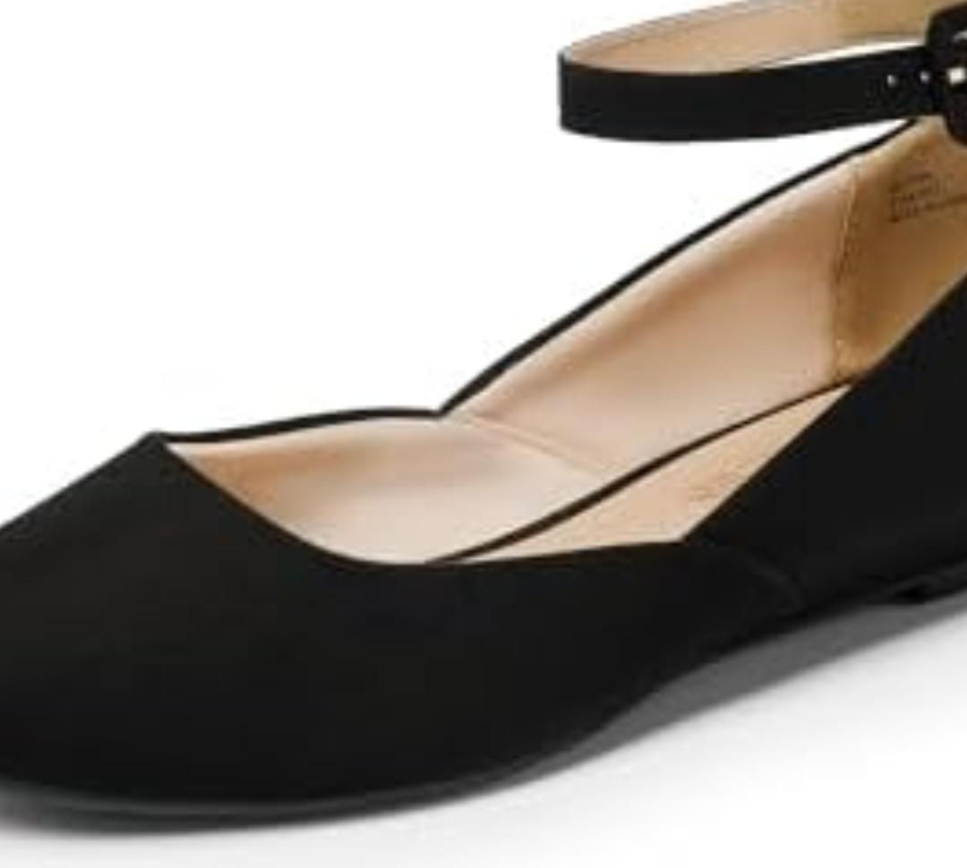 DREAM PAIRS Women's Dress Flats Ballet Low Wedge Round Toe Ankle Strap Comfortable Casual Flats Shoes, Size 5