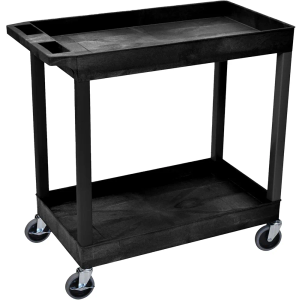 Luxor 32" x 18" Tub Storage Cart 2 Shelves - Black, (EC11-B)