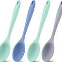 Shappy 4 Pieces Silicone Cooking Spoons 10.6 Inch Heat Resistant Kitchen Spoons for Mixing, Serving and Stirring Upgrade Large Non Stick Basting Utensils, Dishwasher Safe(Spoon,Fresh Color)