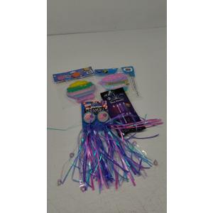Pack of 4: Bicycle Streamers, Push Pop Bubble Toy(2), Glow Light