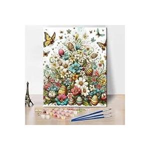 TUMOVO Paint by Numbers for Adults Beginner Springtime Garden Paint Number Kits Blooming Flowers and Btterfly Paint by Number Kits DIY Oil Painting Kits, 16x20 Inch