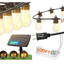 LED Outdoor String Lights 25FT Warm White Patio Lights with 12+1 Shatterproof ST38 Edison Bulbs, Dimmable Waterproof Outside Hanging Lights Connectable for Yard Balcony Porch Deck Party