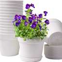homenote Pots for Plants, 15 Pack 6 Inch Plastic Planters with Multiple Drainage Holes and Trays,Plant Pots for All Home Garden Flowers Succulents (White)