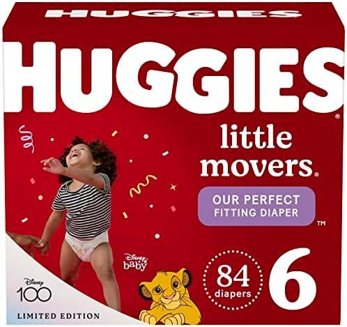 Huggies Little Movers Baby Diapers, Size 6 (35+ lbs), 84 Ct